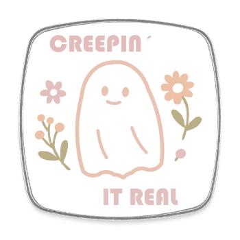 Sweet Ghost Design – Creepin' It Real Retro Look - Square fridge magnet - white - Front