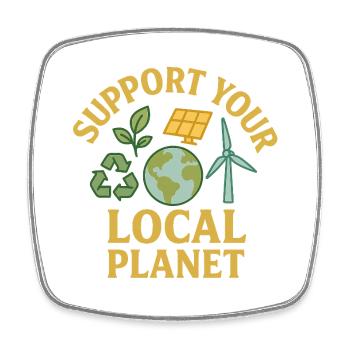 Support Your Local Planet - Square fridge magnet - white - Front