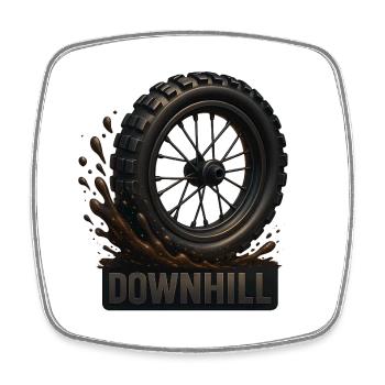 Downhill Mountainbike Reifen - Viereckiger Kühlschrankmagnet - Weiß - Vorne