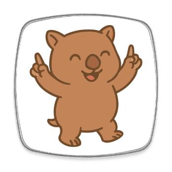 Bébé wombat heureux dansant - Magnet carré - blanc - Devant