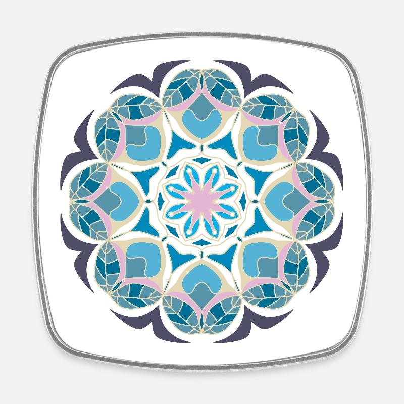 Beach day Mandala - Viereckiger Kühlschrankmagnet - Weiß