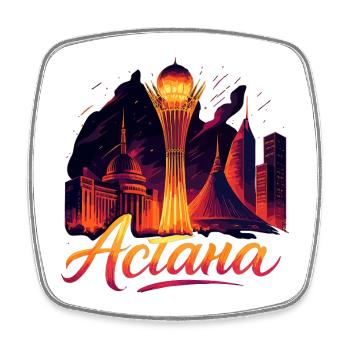 Astana Capital Kazakhstan Cadeau Cool - Magnet carré - blanc - Devant