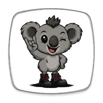 Koala Punk Hero - Viereckiger Kühlschrankmagnet - Weiß - Vorne