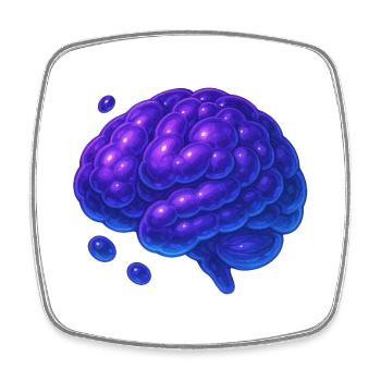 3D Brain Molecular Blue Purple - Square fridge magnet - white - Front