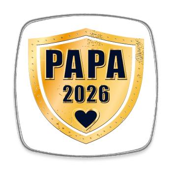 PAPA 2026 VATER BABY Auszeichnung - Viereckiger Kühlschrankmagnet - Weiß - Vorne