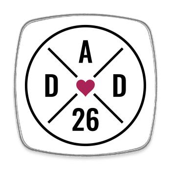 Dad 26 Heart Baby Father Father's Day Gift Dad 2026 - Square fridge magnet - white - Front