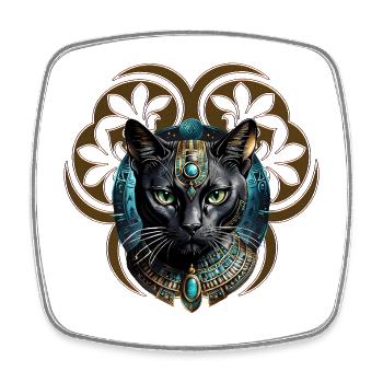 Mystical cat of Egypt, black as night - Square fridge magnet - white - Front