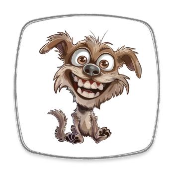 Laughing Cartoon Dog Crazy - Square fridge magnet - white - Front