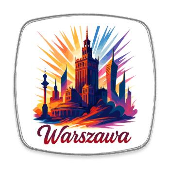 Warsaw Warszawa Capital Poland Gift - Square fridge magnet - white - Front