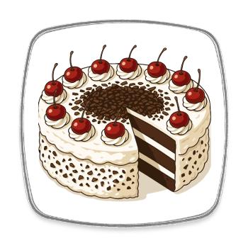 Schwarzwälder Kirschtorte - Viereckiger Kühlschrankmagnet - Weiß - Vorne