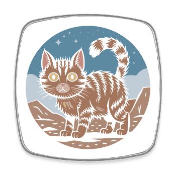 Cute Retro Cat Adventure Night Sky Gift - Square fridge magnet - white - Front