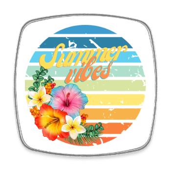 Summer Vibes - Viereckiger Kühlschrankmagnet - Weiß - Vorne