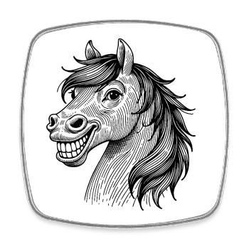 Cheval élégant – silhouette pour les amateurs d’équitation - Magnet carré - blanc - Devant
