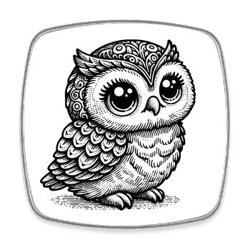 Mystic Owl – Black Animal Silhouette - Square fridge magnet - white - Front