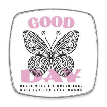 Bonne journée avec Butterfly – Design positif - Magnet carré - blanc - Devant