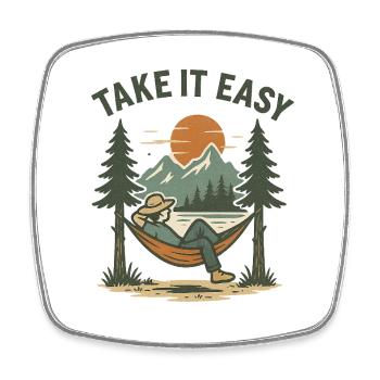 Take It Easy - Viereckiger Kühlschrankmagnet - Weiß - Vorne