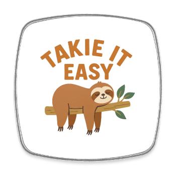 Take It Easy – Relax Like a Sloth - Square fridge magnet - white - Front