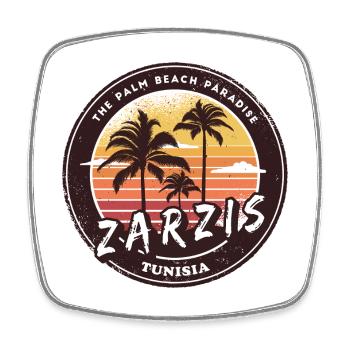 Zarzis Palmen Vintage Design - Viereckiger Kühlschrankmagnet - Weiß - Vorne