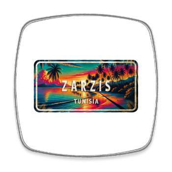 Zarzis Palmen Vintage Schild - Viereckiger Kühlschrankmagnet - Weiß - Vorne