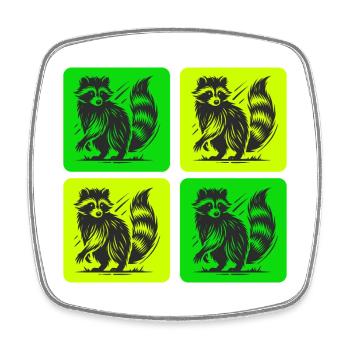 Stylish raccoon retro design - Square fridge magnet - white - Front
