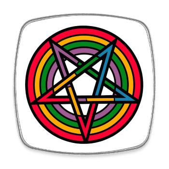 Rainbowpentagram - Square fridge magnet - white - Front