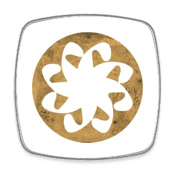 Symbole Chrétien Arménien d’éternité - cercle doré - Magnet carré - blanc - Devant