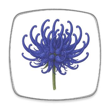 Elegant Blue Chrysanthemum Illustration - Square fridge magnet - white - Front