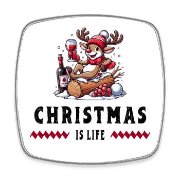 Rentier mit Wein – Christmas Vibes - Viereckiger Kühlschrankmagnet - Weiß - Vorne