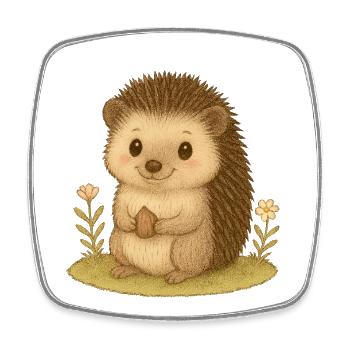 Nordic Forest - Porcupine - Square fridge magnet - white - Front