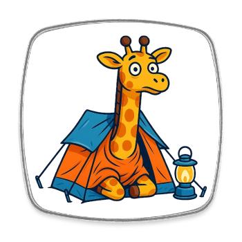 Cartoon Giraffe Camping Design - Viereckiger Kühlschrankmagnet - Weiß - Vorne
