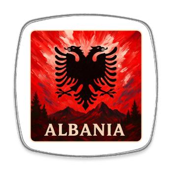 Albania Double Eagle Design - Square fridge magnet - white - Front