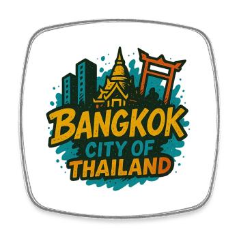 Bangkok Thailand Design - Square fridge magnet - white - Front