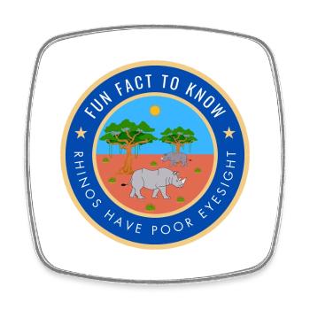 Rhinos have poor eyesight - Square fridge magnet - white - Front