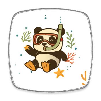 Schnorchelnder Panda im Meer - Viereckiger Kühlschrankmagnet - Weiß - Vorne