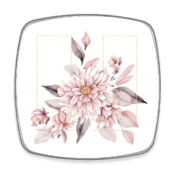 Elegantes Rouge-Blumen-Design - Viereckiger Kühlschrankmagnet - Weiß - Vorne