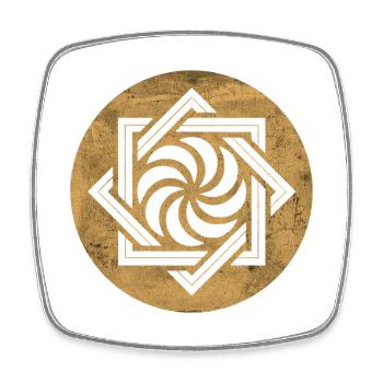 Arevakhach, Armenian symbol - golden circle - Square fridge magnet - white - Front