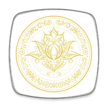 Lotus Mandala - Spiritual Symbol in Gold - Square fridge magnet - white - Front