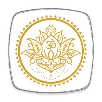 Om Lotus Mandala – Yoga Symbol in Gold - Square fridge magnet - white - Front