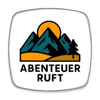 Mountain motif with sunrise - Square fridge magnet - white - Front