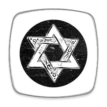 Star of David with black circle - Square fridge magnet - white - Front