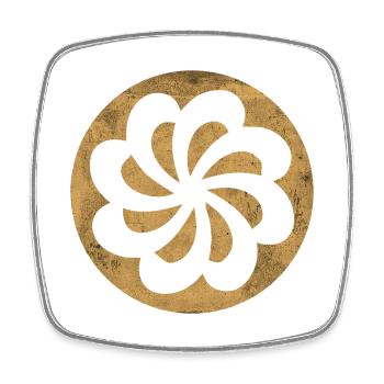 Armenian Eternity Spiral in a Golden Circle - Square fridge magnet - white - Front