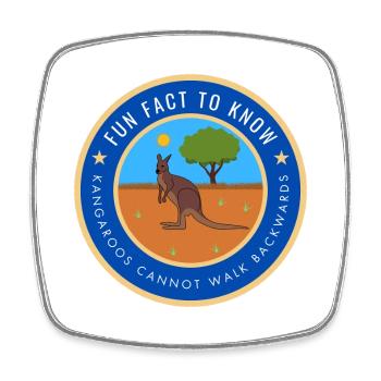 Kangaroos cannot walk backwards - Square fridge magnet - white - Front