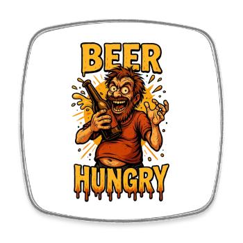 Bier Hunger Design - Viereckiger Kühlschrankmagnet - Weiß - Vorne