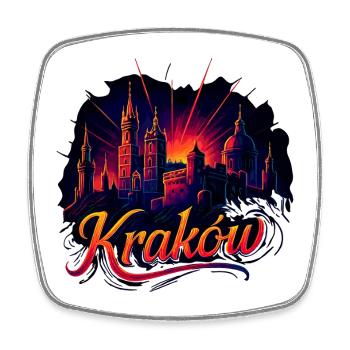 Krakau Kraków Stadt Polen Silhouette Geschenk - Viereckiger Kühlschrankmagnet - Weiß - Vorne