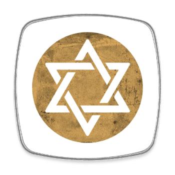 Star of David in golden circle - Square fridge magnet - white - Front