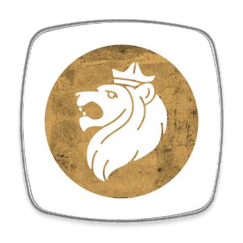 Tête de Lion de Juda dans cercle doré - Magnet carré - blanc - Devant