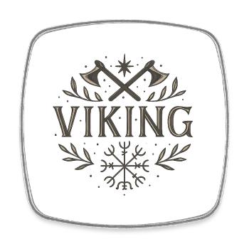 Symbole viking avec haches et Vegvisir - Magnet carré - blanc - Devant