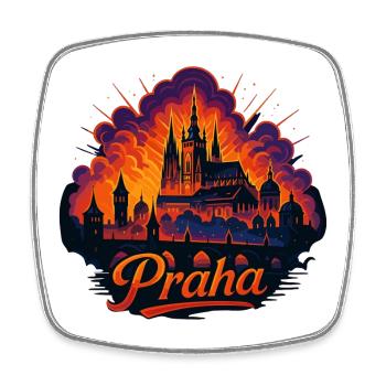 Prague Prague City Czech Republic Silhouette Gift - Square fridge magnet - white - Front