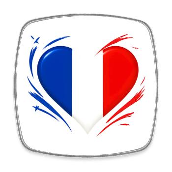 Love Beating Heart - French Flag - Square fridge magnet - white - Front