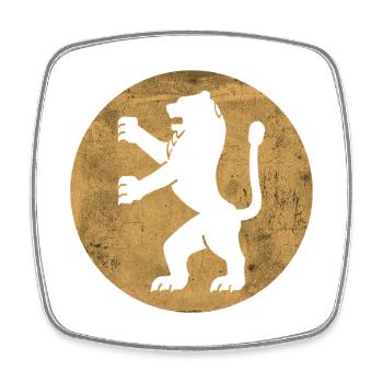 Lion de Juda symbolique dans cercle doré - Magnet carré - blanc - Devant